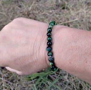 Hand Crafted Green Tiger's Eye Stretch Gemstone Bracelet